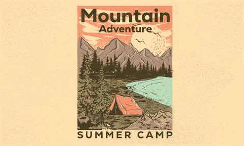 Mountain camping. Stock Illustration