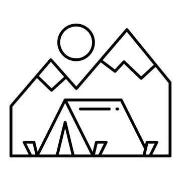 Mountain Camping Line Icon Stock Illustration