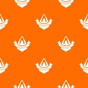Mountain camping pattern vector orange Stock Illustration