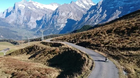 Mountain Carting Down Alps Stock Footage 97681870