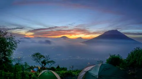 Mountain Central Java Indonesia Three Mountaineering Highland Picture Background Stock Photos