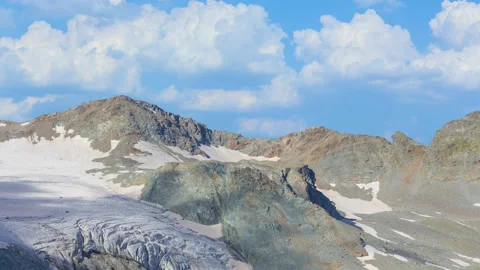 Mountain chain with glacier in snow time lapse scene Stock Footage 178895800