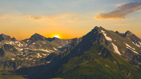Mountain chain in a snow at the dramatic sunset Stock Footage 201133767
