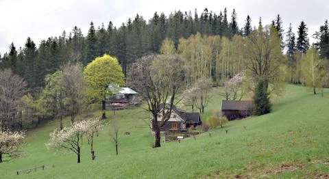 Mountain chalets Stock Photos