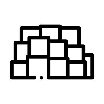 Mountain of cheese cubes icon vector outline illustration Stock Illustration