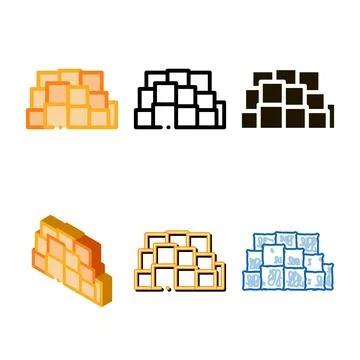 Mountain of cheese cubes icon vector outline pack Stock Illustration