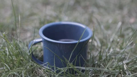 Mountain Chile Coffee Mug Steam Grass dawn Stock Footage 342334690
