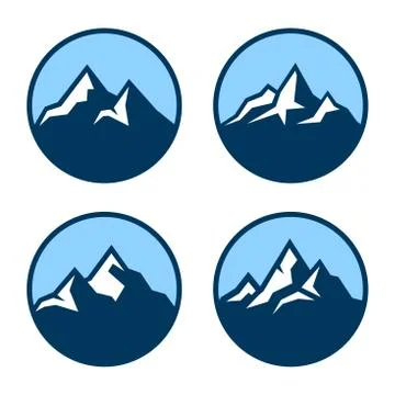 Mountain in Circle Logo Design Elements. Vector Illustrazione stock