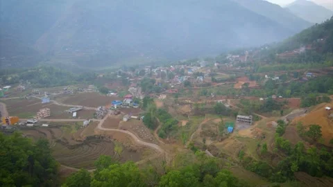 Mountain City view from the drone, Nepal Video stock 155366457