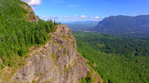 Mountain cliff by a blue lake Stock Footage 53308053