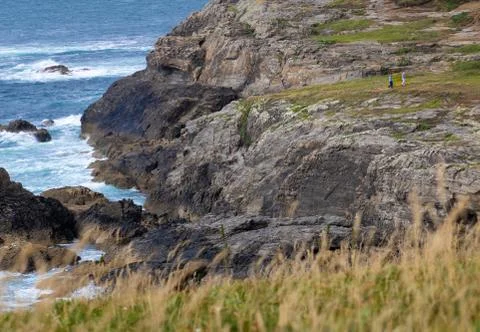 Mountain with cliffs over the sea Stock Photos