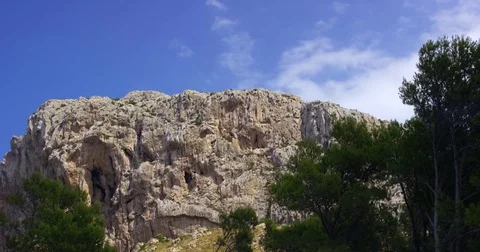 Mountain Cliffs Rock Formations Aerial Camera Fly along Vertical Rocks Epic Stock-Footage 78620739