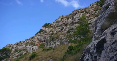 Mountain Cliffs Rock Formations Aerial Camera Fly along Vertical Rocks Epic Stock Footage 78621245