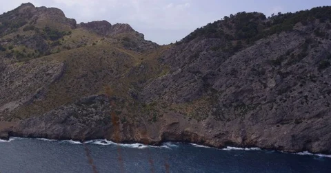 Mountain Cliffs Rock Formations Aerial Camera Fly along Vertical Rocks Epic Stock Footage 78621488