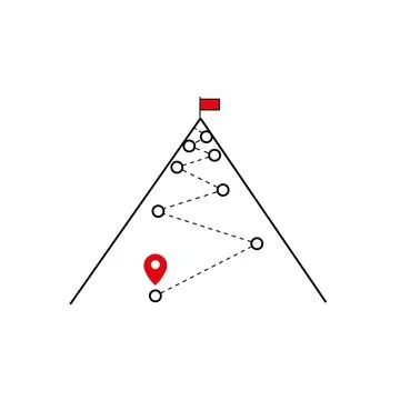 Mountain climb path challenge journey base infographic. Stock Illustration