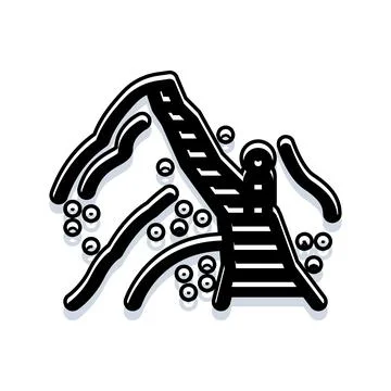 Mountain climber ascending peak path with obstacles Stock Illustration