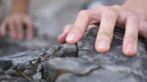 Mountain Climber Man Reaching The Top Doing His Best. Stock-Footage 141037239