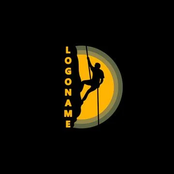 Mountain climber template logo design Stock Illustration