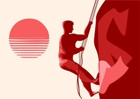 Mountain climbing Stock Illustration