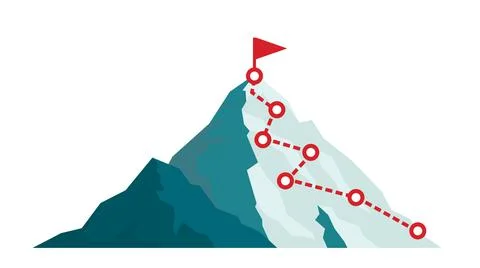 Mountain climbing route to peak Stock Illustration