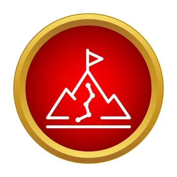 Mountain climbing success path reaching flag icon イラスト素材