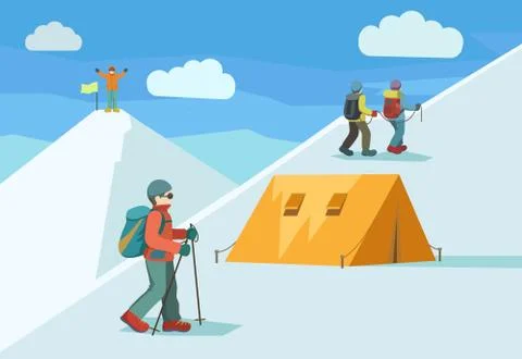Mountain climbing vector illustration. Stock Illustration