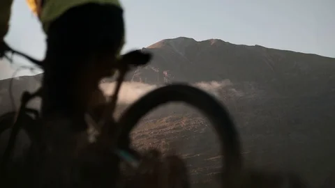 Mountain Cloud with Bike Stock Footage 90862493