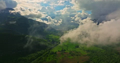 Mountain cloud top view landscape. Beautiful nature France natural landscape Stock-Footage 276414950