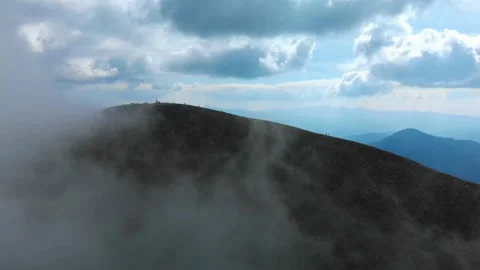 Mountain in clouds, Hoverla, Carpathians Stock Footage 157737578