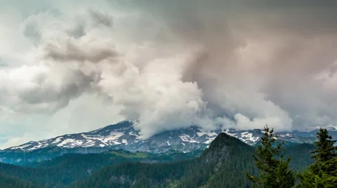 Mountain with Clouds Timelapse Stock Footage 66077300