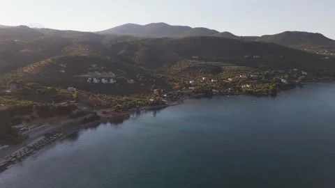 Mountain Coast and Quiet Bay, Greece Stock Footage 344048811