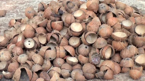 The mountain of coconut husks Stock Footage 41893531