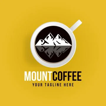 Mountain coffee cup creative logo vector illustration design Stock Illustration