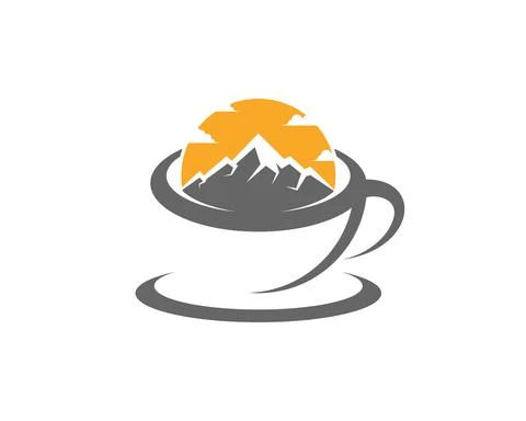 Mountain on the coffee cup logo Stock Illustration