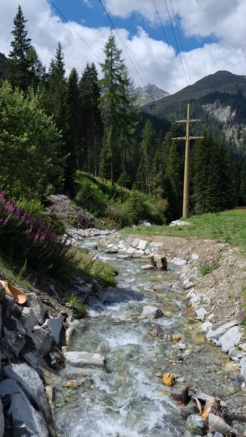 Mountain cold river Canton Graubunden Stock Footage 341477781