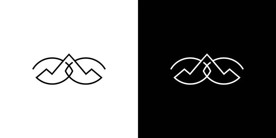 The mountain combination optical logo design is unique and modern イラスト素材