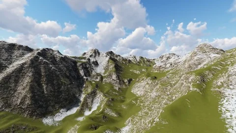 Mountain Computer Generated Fly-By Stock Footage