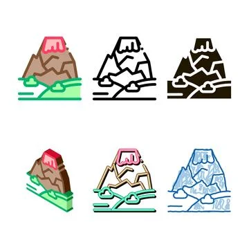 Mountain concept icon vector outline series Stock Illustration