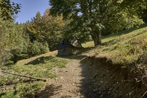 Mountain cottage Stock Photos