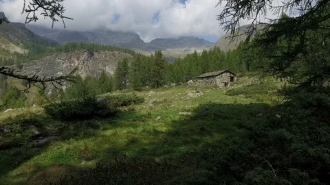 Mountain cottage Torgnon Stock Footage