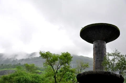 The mountain covered with clouds in the monsoon Stock Photos