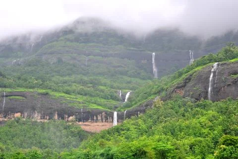 The mountain covered with clouds in the monsoon Stock Photos