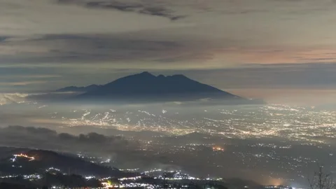Mountain covered with clouds at night timlapse, Indonesia Stock Footage 280406980