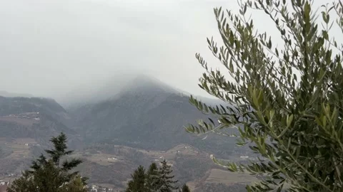 Mountain covered by the dark cloud Stock Footage 232222082