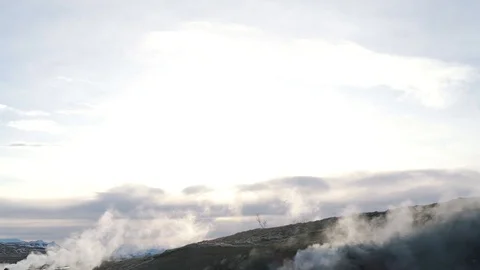 Mountain covered by smoke close-up Stock Footage 89807359
