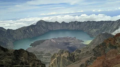 Mountain crater view Stock Photos