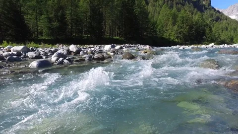 Mountain creek, alpine valley Stock Footage 91846344