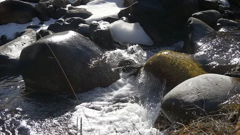 Mountain creek in slow motion Stock Footage 85598197
