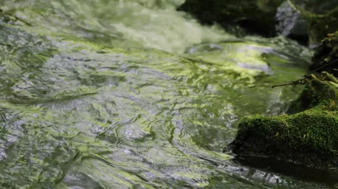 Mountain creek - small waterfall close up Stock Footage 35913526