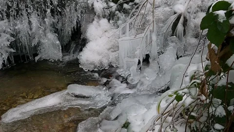 Mountain creek in wintertime Stock Footage 305493441